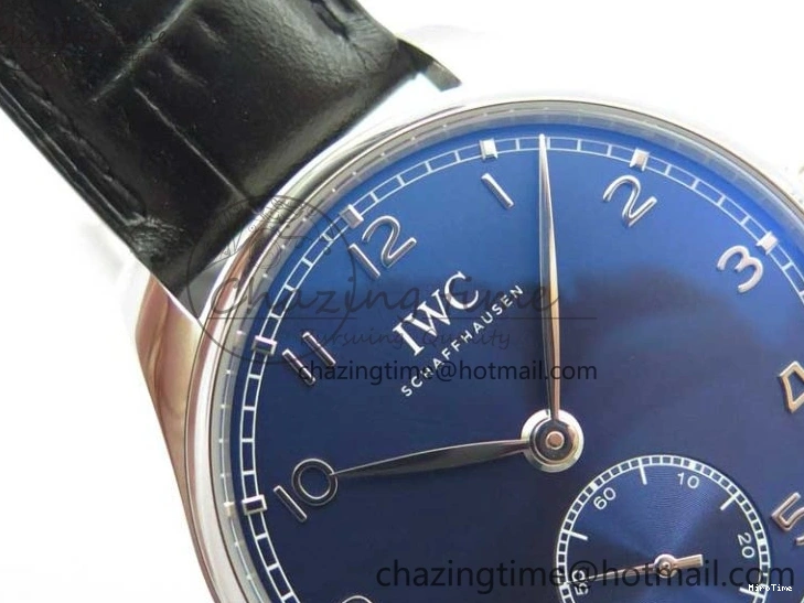 MIROTIME 0502 TimelessDesign Portuguese IW358304 ZF 1:1 Best Edition SS Blue Dial on Leather Strap A 7078
